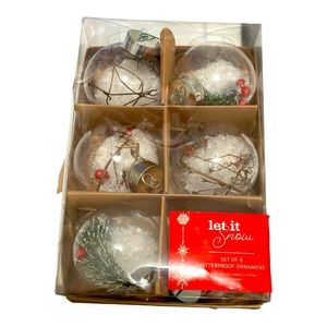 Let it Snow 6 Piece Shatterproof Christmas Ornaments NWT